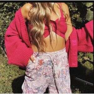AMUR Alessia Boxy Cardigan + Adelina Twist Top Matching Set Pink Size XS/S